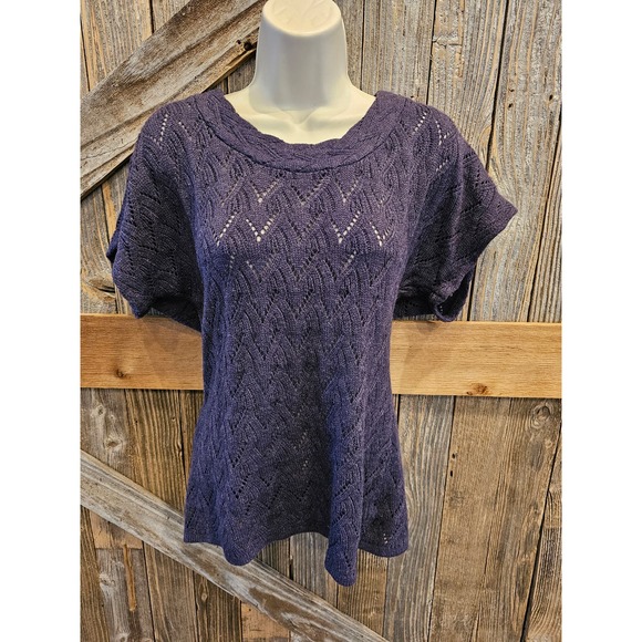 Coldwater Creek open knit short sleeve layering sweater XS EUC ^ - Picture 1 of 7